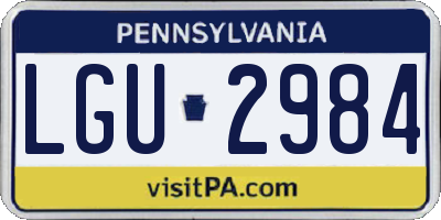 PA license plate LGU2984