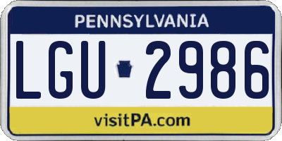 PA license plate LGU2986