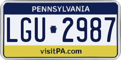 PA license plate LGU2987