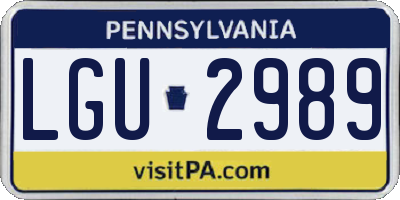 PA license plate LGU2989