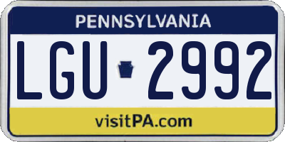 PA license plate LGU2992