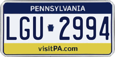 PA license plate LGU2994