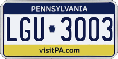 PA license plate LGU3003