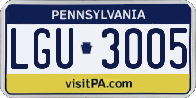 PA license plate LGU3005