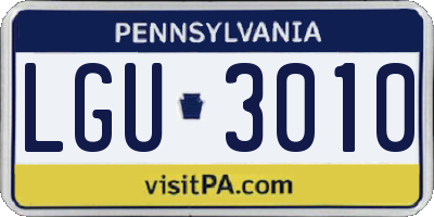 PA license plate LGU3010