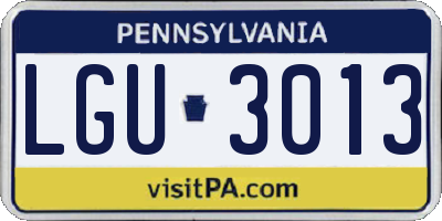 PA license plate LGU3013