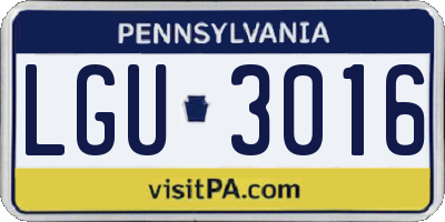 PA license plate LGU3016