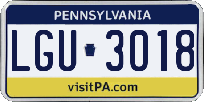 PA license plate LGU3018