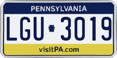 PA license plate LGU3019