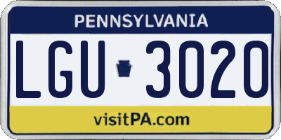PA license plate LGU3020