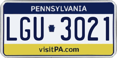 PA license plate LGU3021