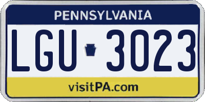 PA license plate LGU3023