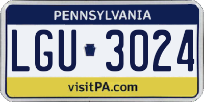 PA license plate LGU3024