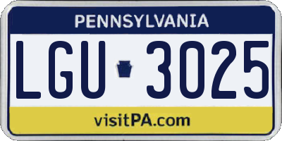 PA license plate LGU3025