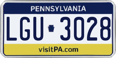 PA license plate LGU3028
