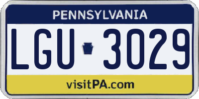 PA license plate LGU3029