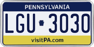 PA license plate LGU3030