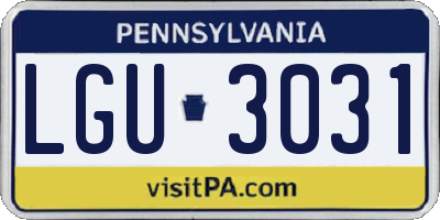 PA license plate LGU3031