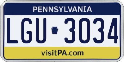 PA license plate LGU3034