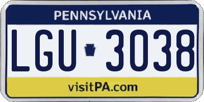 PA license plate LGU3038