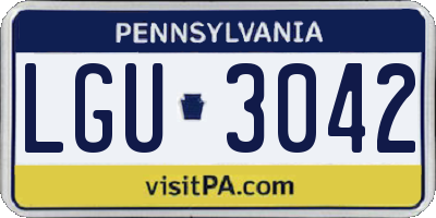 PA license plate LGU3042