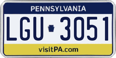PA license plate LGU3051