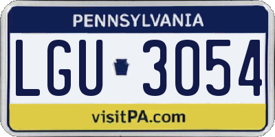 PA license plate LGU3054
