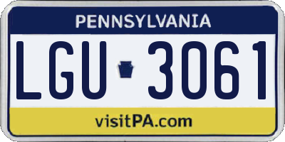 PA license plate LGU3061