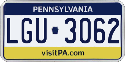 PA license plate LGU3062