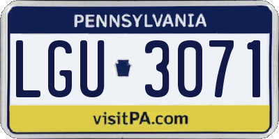 PA license plate LGU3071