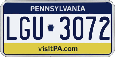 PA license plate LGU3072