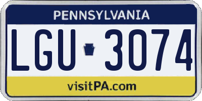 PA license plate LGU3074
