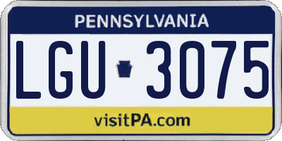 PA license plate LGU3075