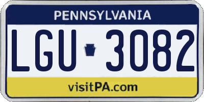 PA license plate LGU3082