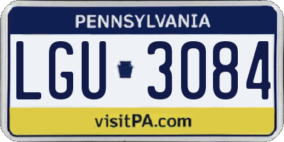 PA license plate LGU3084