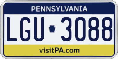 PA license plate LGU3088