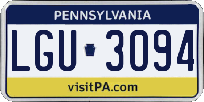 PA license plate LGU3094