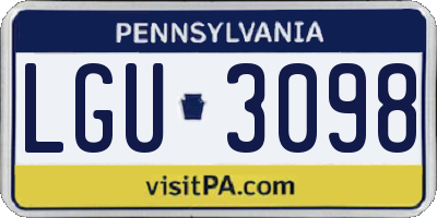 PA license plate LGU3098
