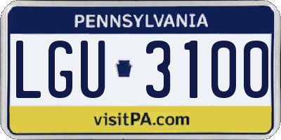 PA license plate LGU3100