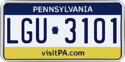 PA license plate LGU3101