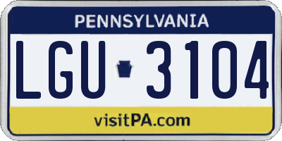 PA license plate LGU3104