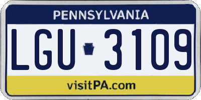 PA license plate LGU3109