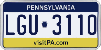 PA license plate LGU3110
