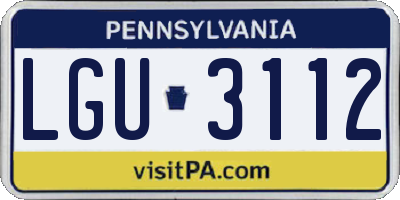 PA license plate LGU3112