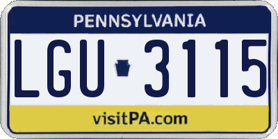 PA license plate LGU3115