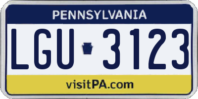 PA license plate LGU3123