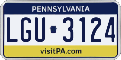 PA license plate LGU3124