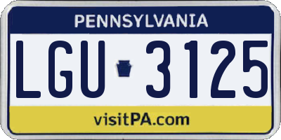 PA license plate LGU3125