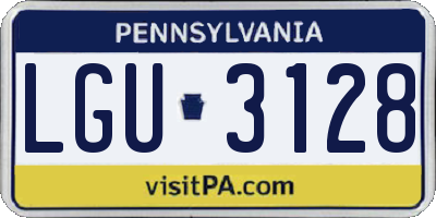 PA license plate LGU3128