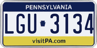 PA license plate LGU3134